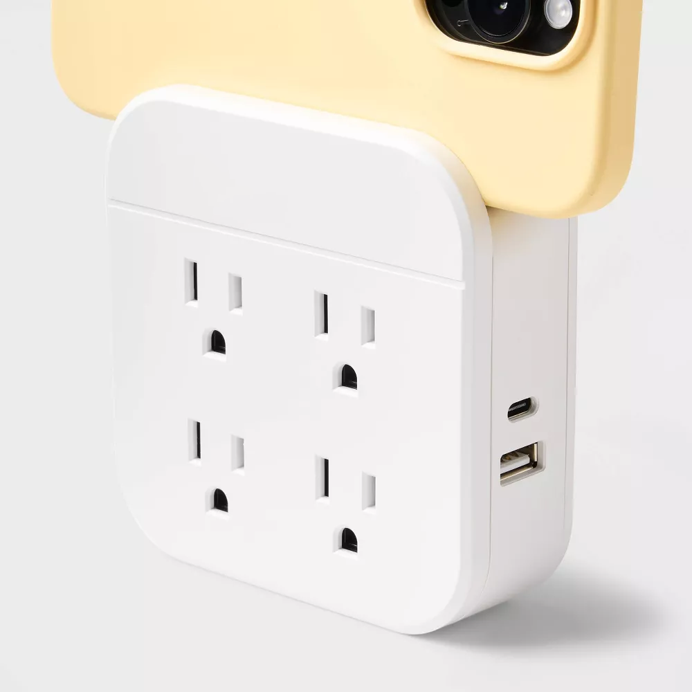4-outlet Wall Tap Power Adapter with Dual USB Ports — view 2